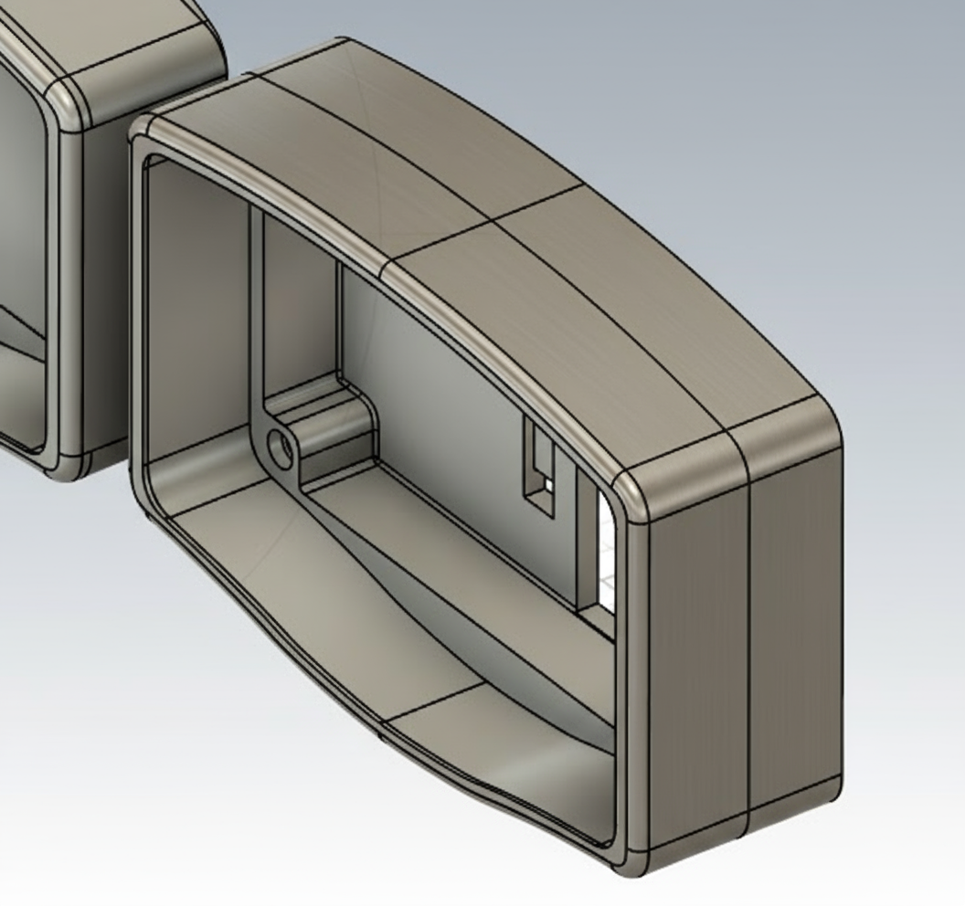 3D model of a mechanical component on a grid background