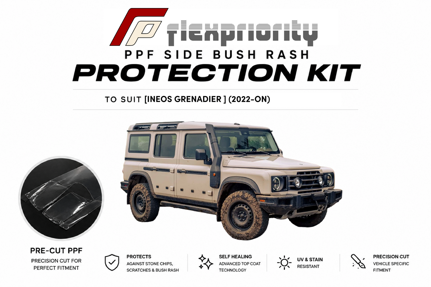 Pre Cut PPF Side Bush Rash Protection Kit | Ineos Grenadier 2022 - ON