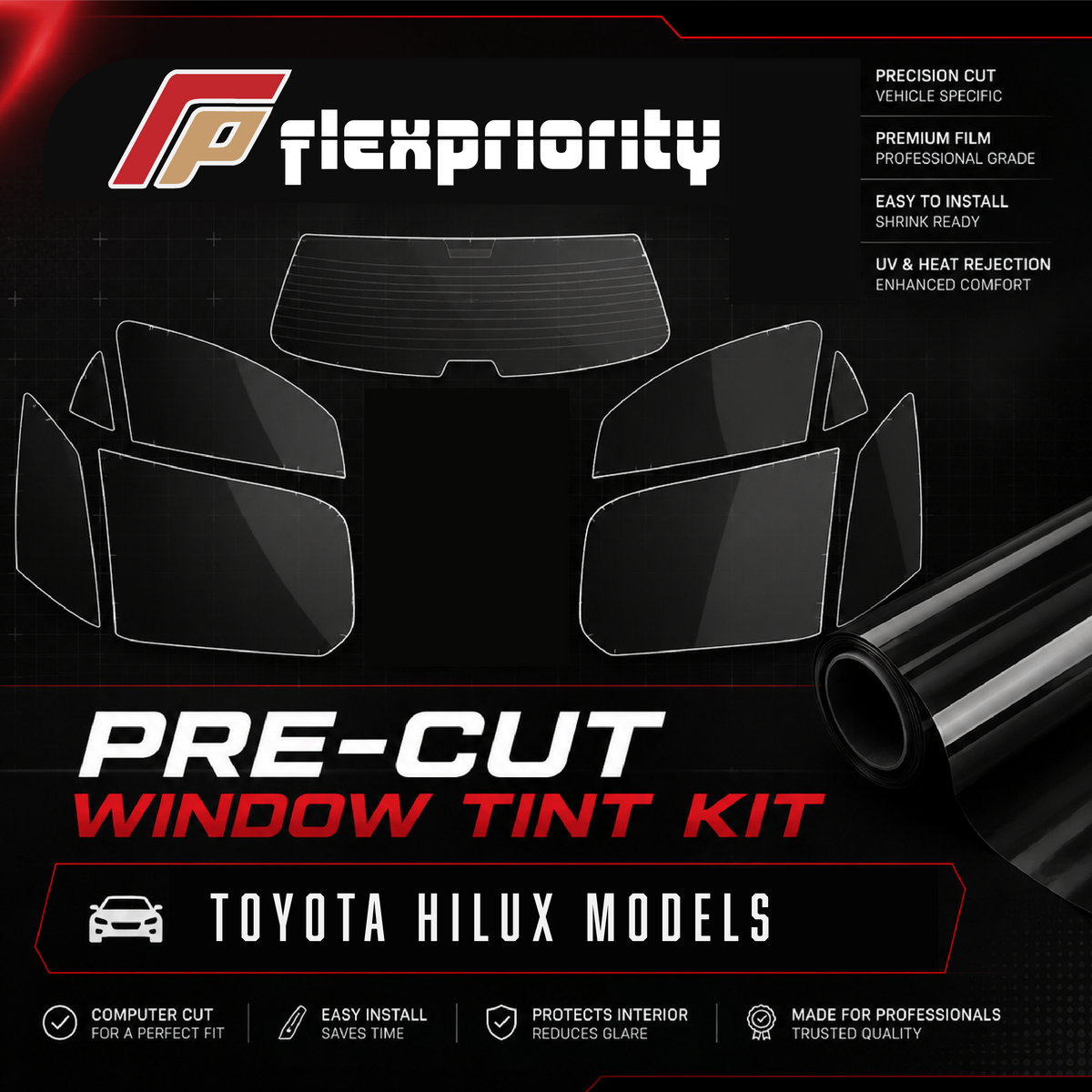 Pre Cut Window Tint Kit | Toyota Hilux Models