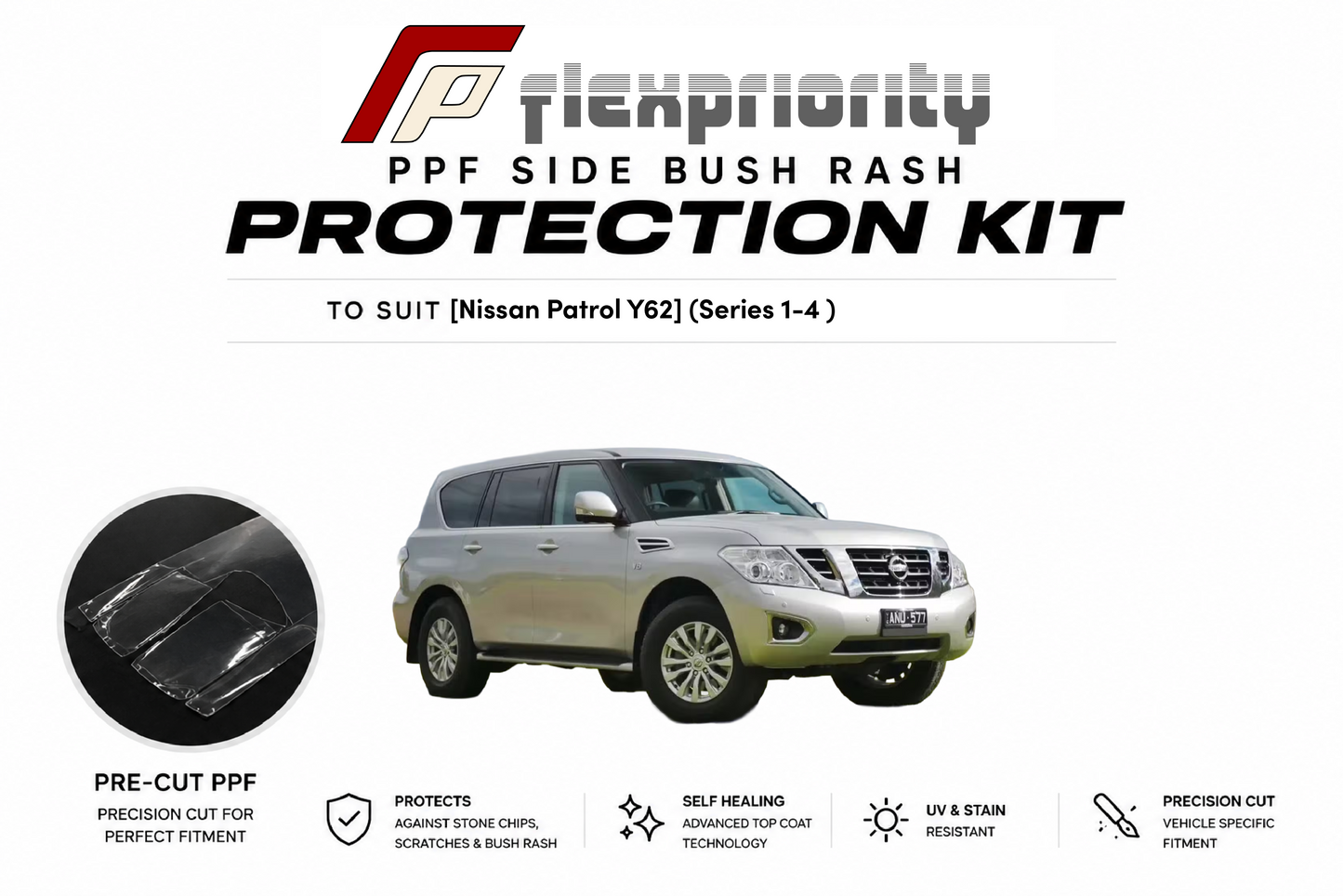 Pre Cut PPF Side Bush Rash Protection Kit | Nissan Patrol Y62 (Series 1-4)