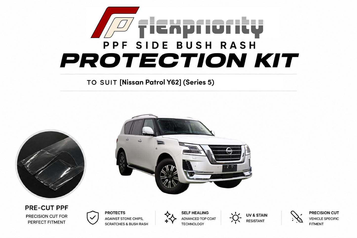 Pre Cut PPF Side Bush Rash Protection Kit | Nissan Patrol Y62 (Series 5)
